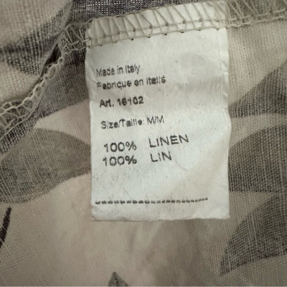 Laura Bianchi 100% Linen Neutral Florals Button Up Sleeveless Shirt Dress - M - Picture 8 of 11